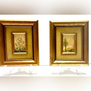 2 MINITURE Original Oil Paintings Signed By California Artist Lorain Framed 6x7”